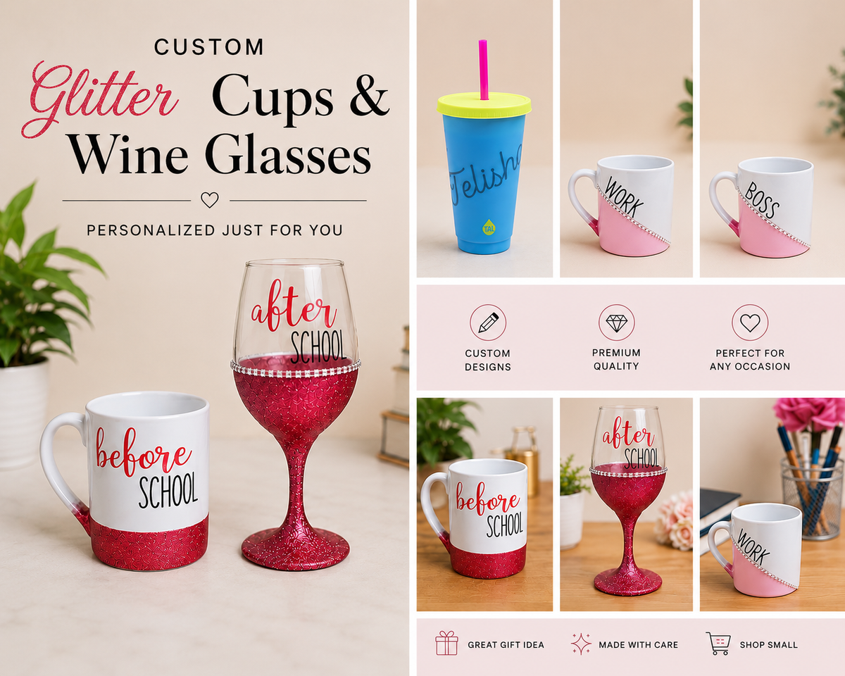 Personalized Glitter Drinkware