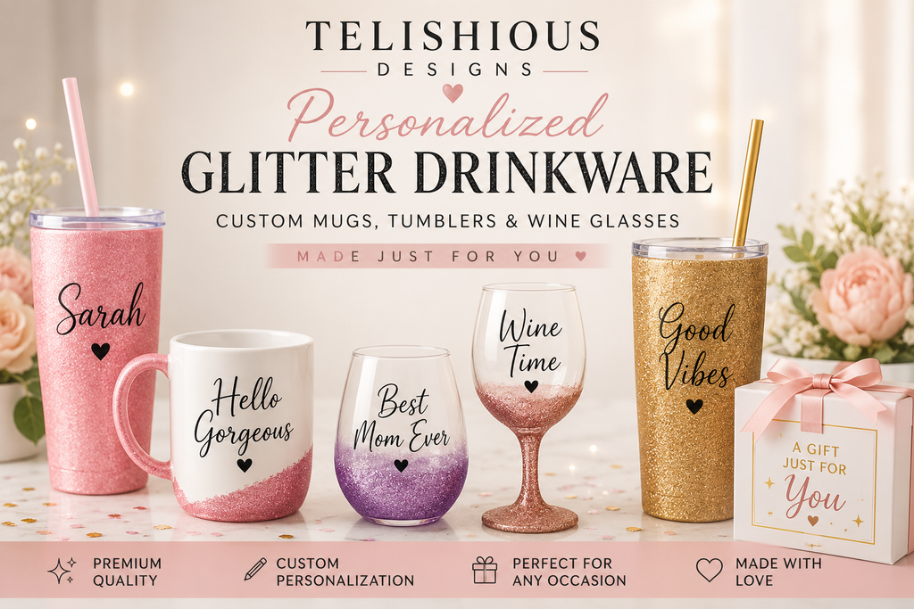 Personalized Glitter Drinkware